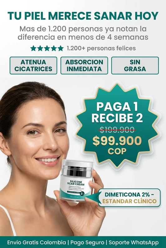 CREMA REPARADORA DE CICATRICES CON SILICONA PAGA 1 RECIBE 2 (Oferta por tiempo limitado)
