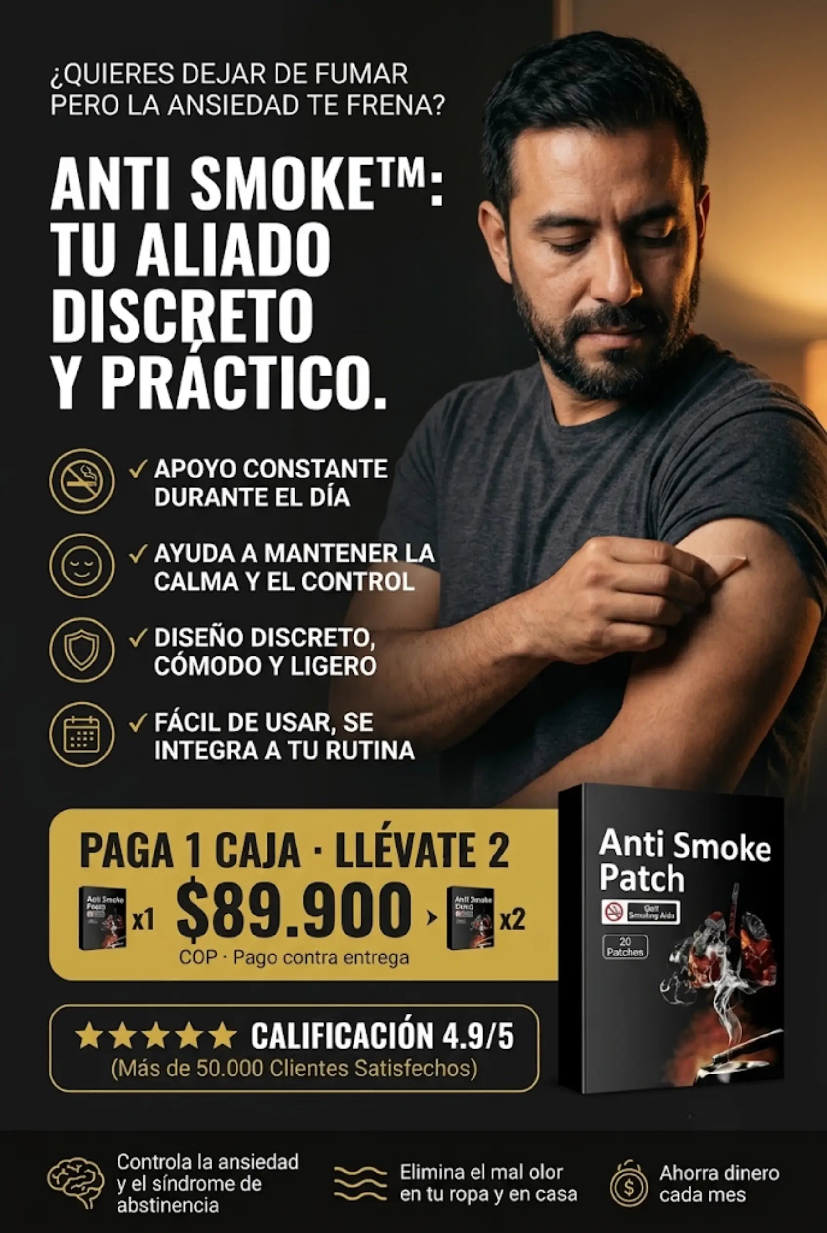 ANTI SMOKE PARCHES DE CONTROL PIDE 1 CAJA Y RECIBE 2