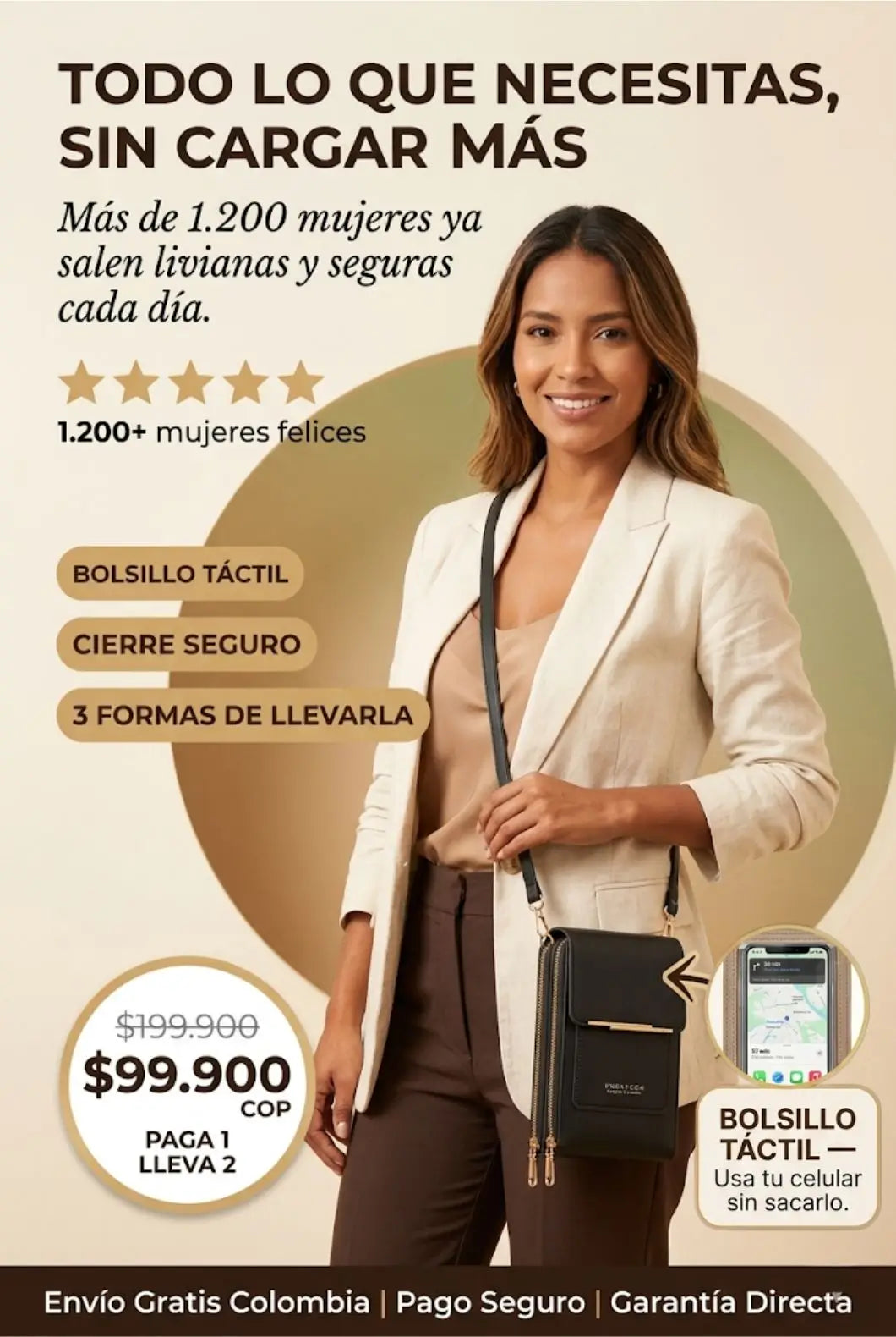 CARTERA EXCLUSIVA PORTA CELULAR-MANOS LIBRES ✨PAGA 1 Y RECIBE 2✨