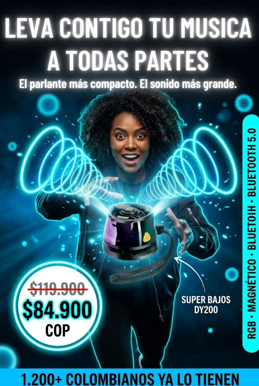 MagneBeat Pro –Mini Parlante Bluetooth Magnético RGB