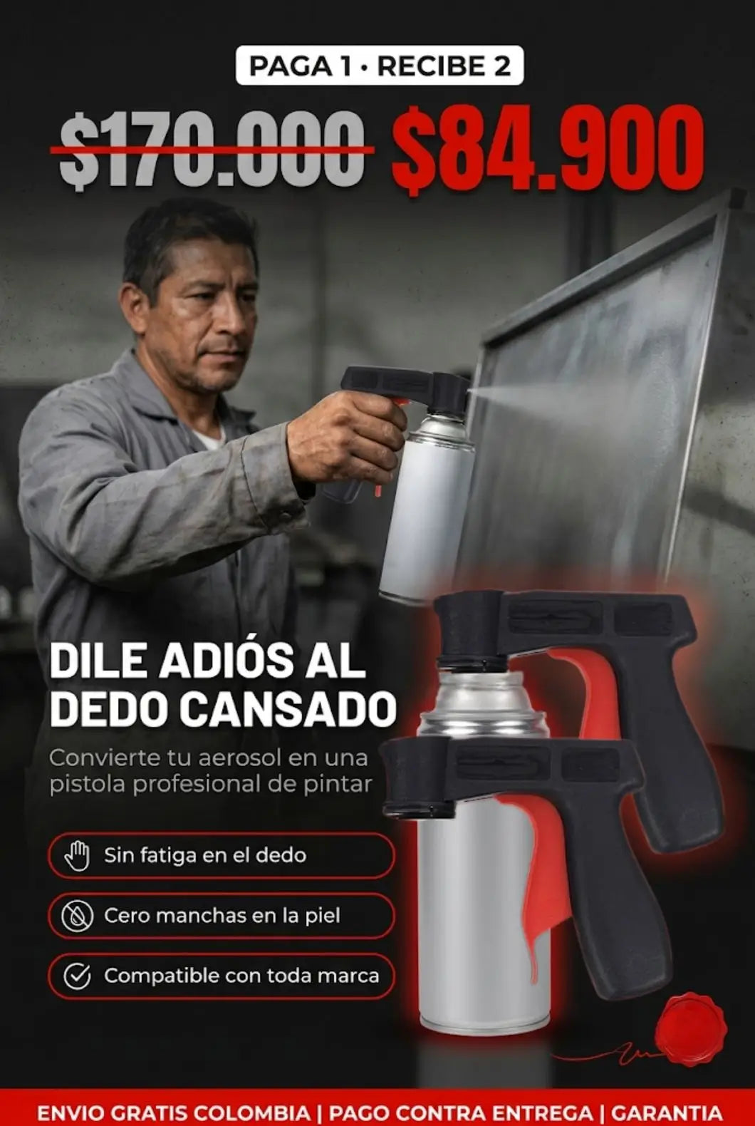 Pistola gatillo universal para latas de aerosol