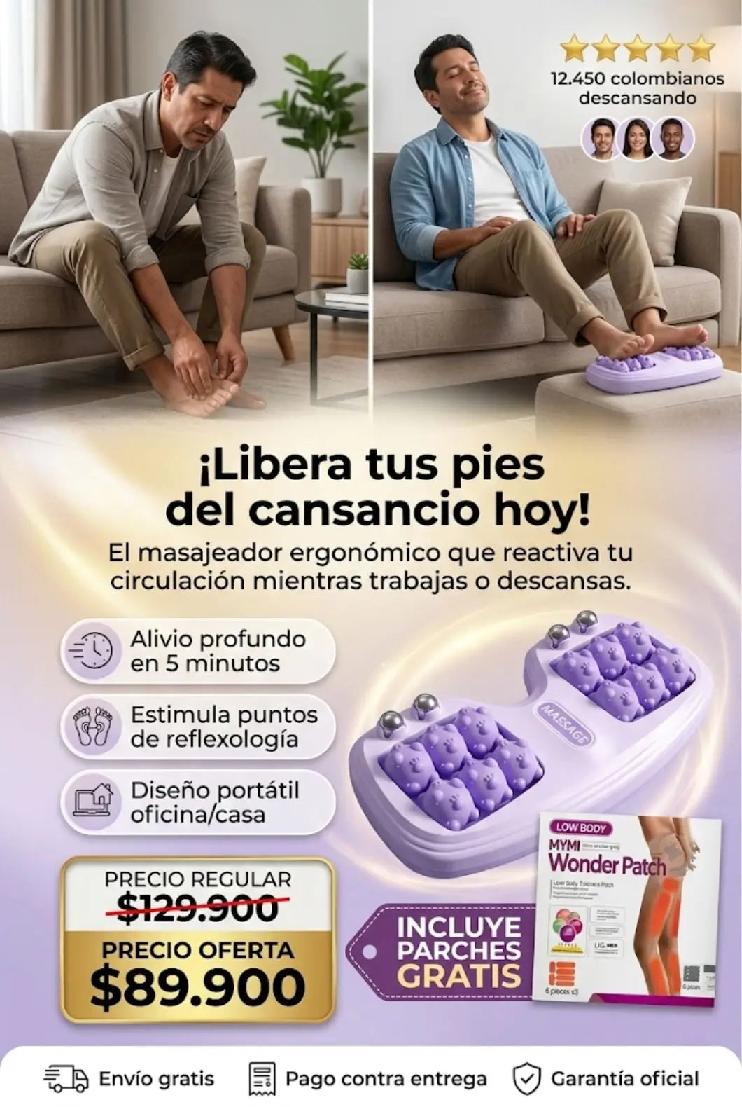 RelaxFoot Pro™ Masajeador para pies + Parches para piernas de obsequió