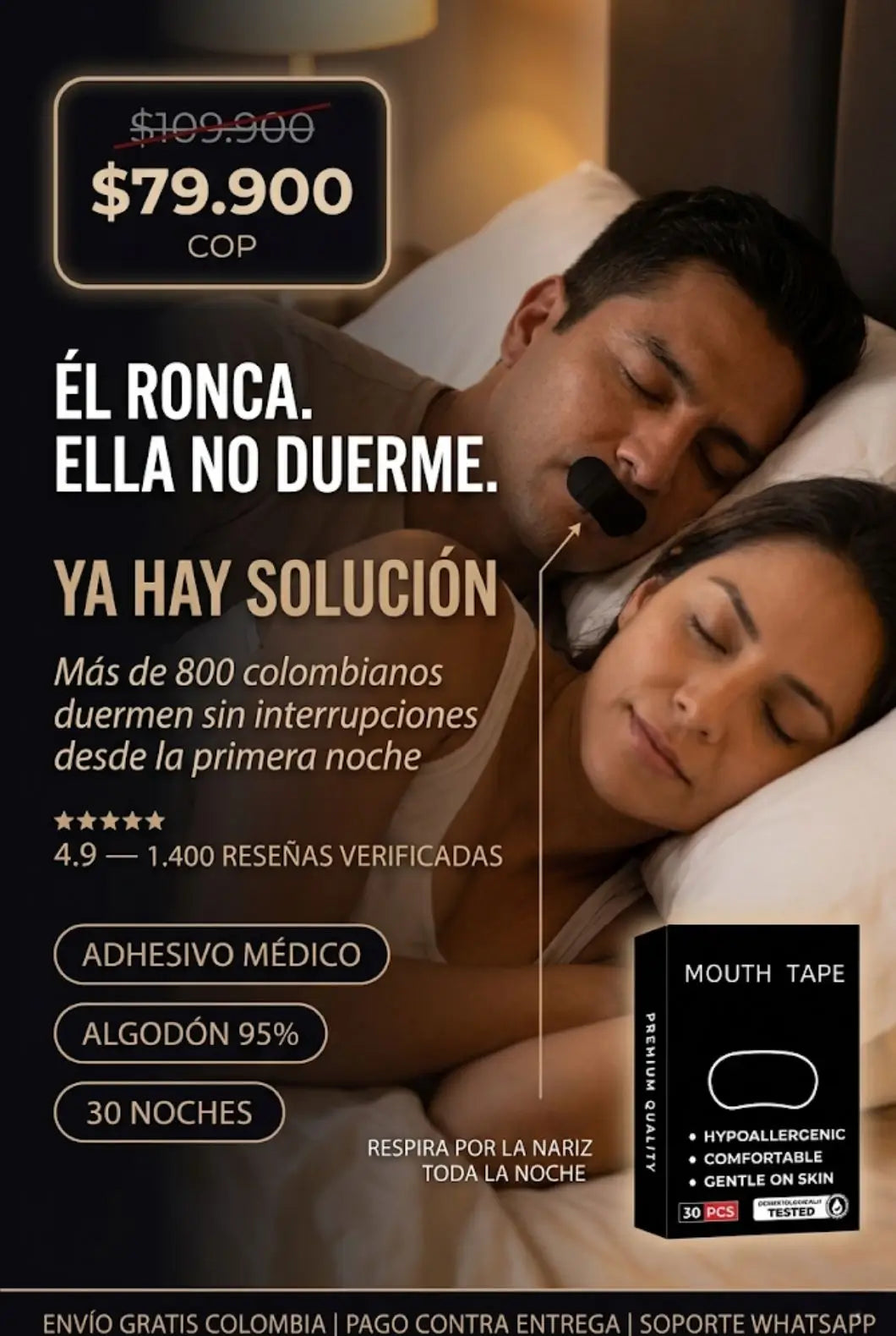 Cinta Antirronquidos Mouth Tape X30