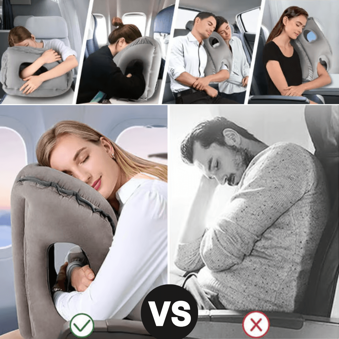 ALMOHADA DE CUIDADO CERVICAL INFLABLE PARA VIAJES + ANTIFAZ