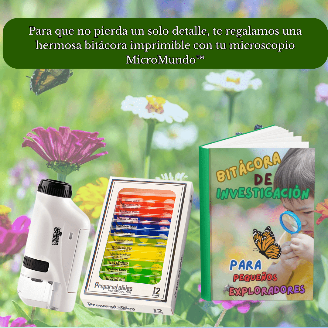 MicroMundo™ Microscopio portable para niños🔬+ Bitácora Imprimible